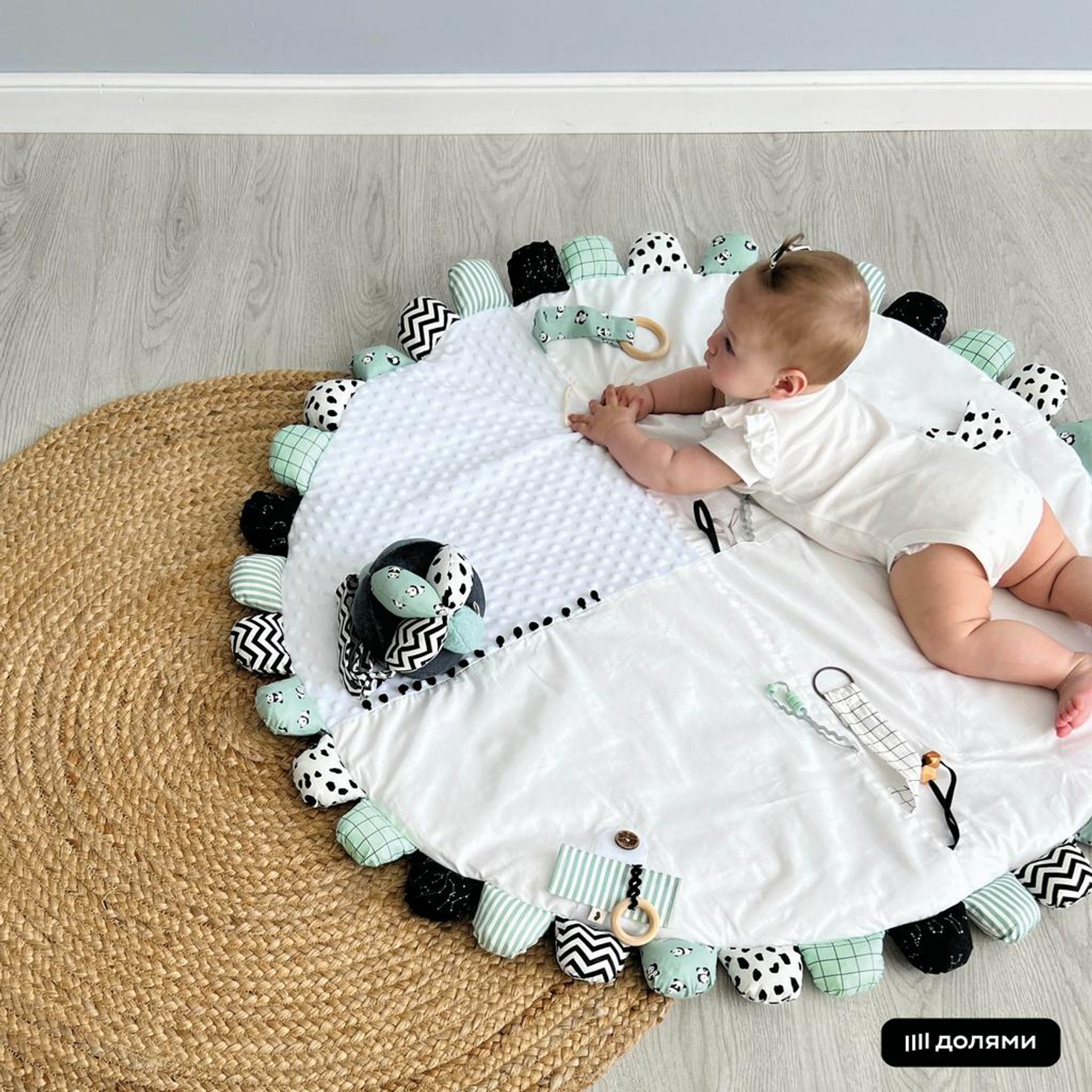 Монтессори коврик для малышей "Панды" - фотография товара