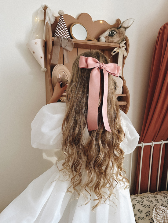 Бант в волосы длинный розовый