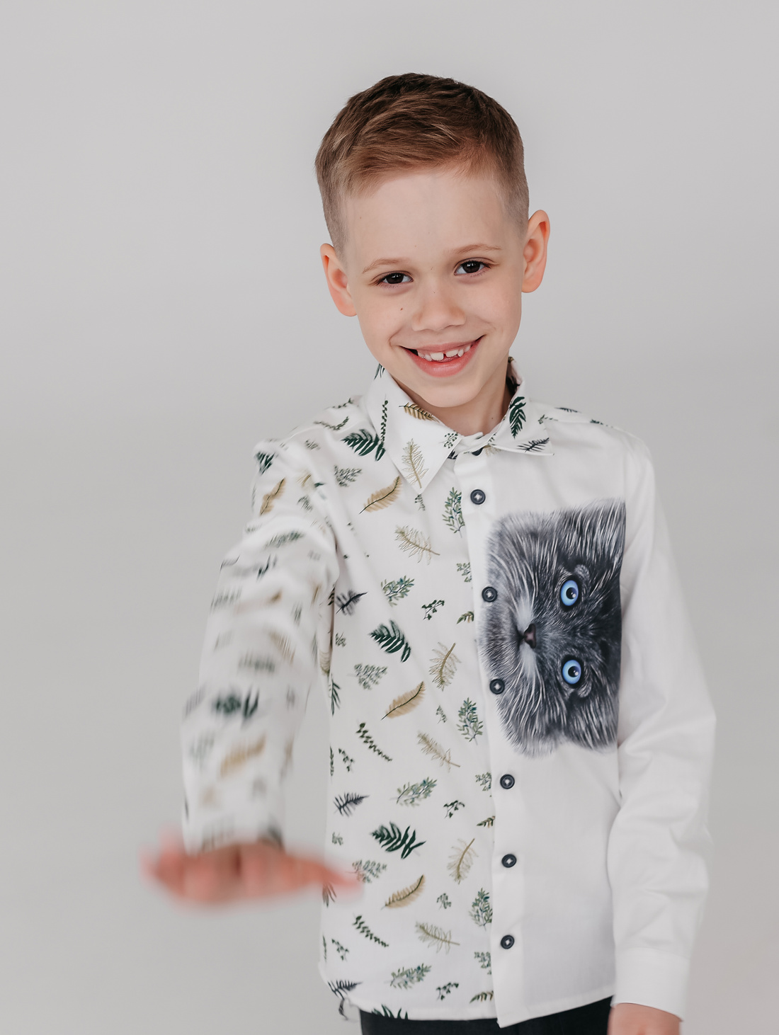 Рубашка для мальчика "Манул" - фотография товара