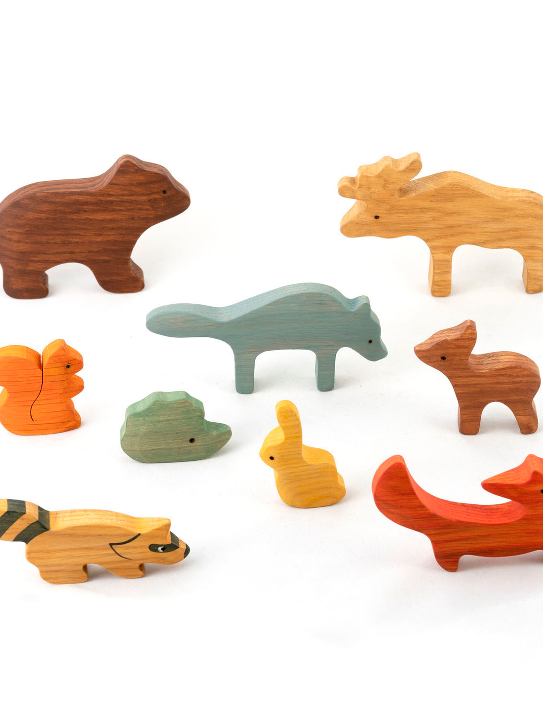 Набор деревянных игрушек "Лесные звери" окрашенные - фотография товара