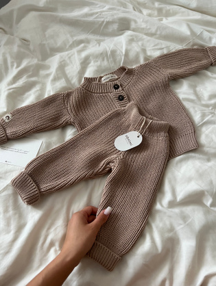 Вязаные штанишки из 100% хлопка Obnimi Beige