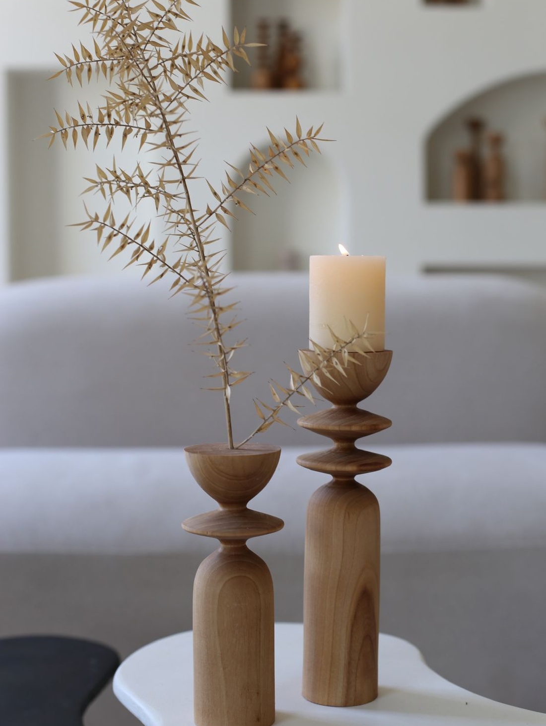 Комплект подсвечников из натурального массива - фотография товара