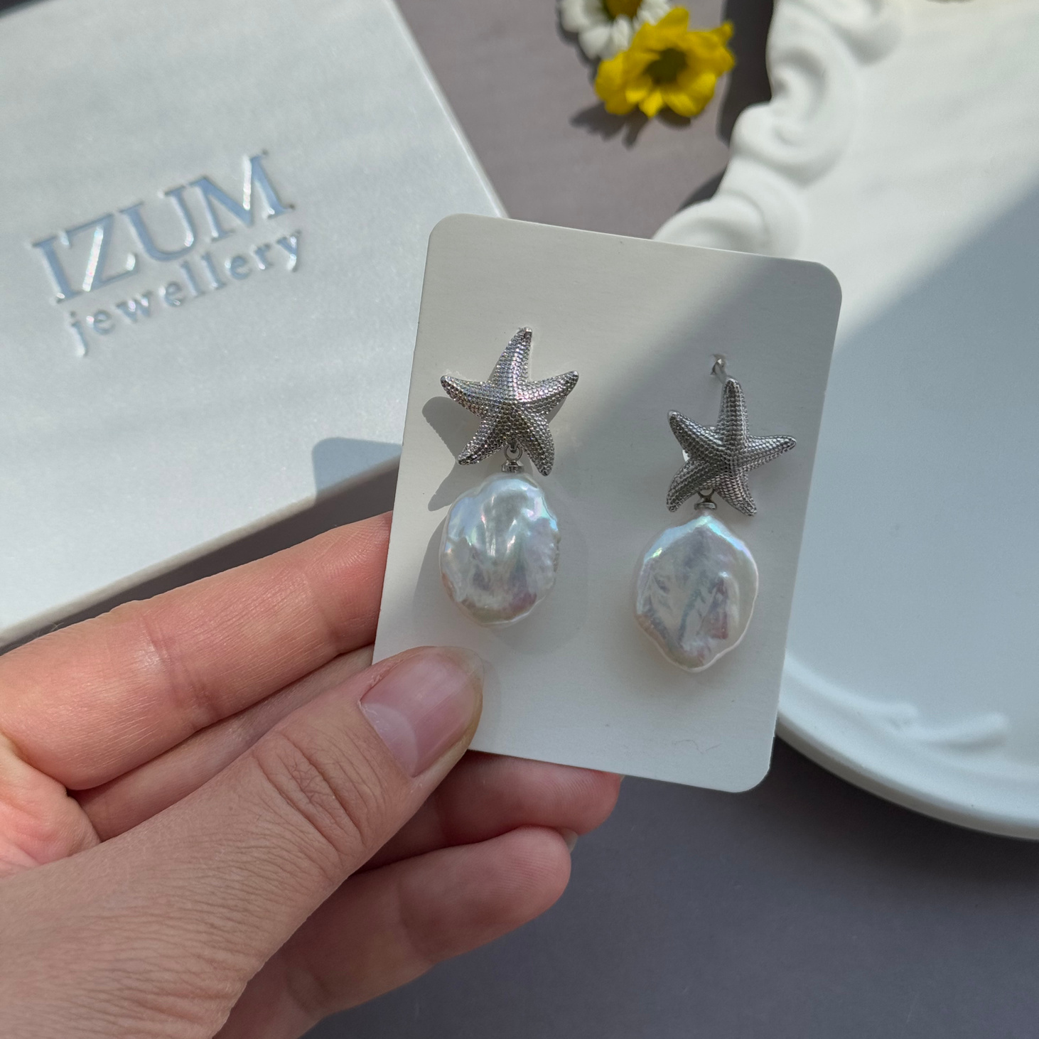 Серьги барочные звезды - фотография товара