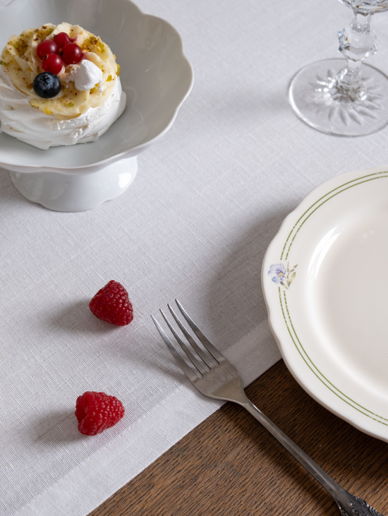 Дорожка для стола из льна и хлопка 220х50, белая