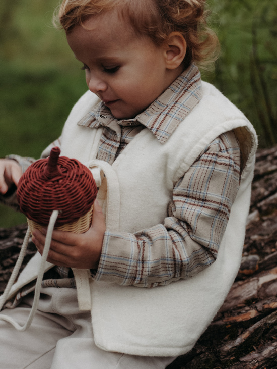 Рубашка в клетку бежевая  для девочки