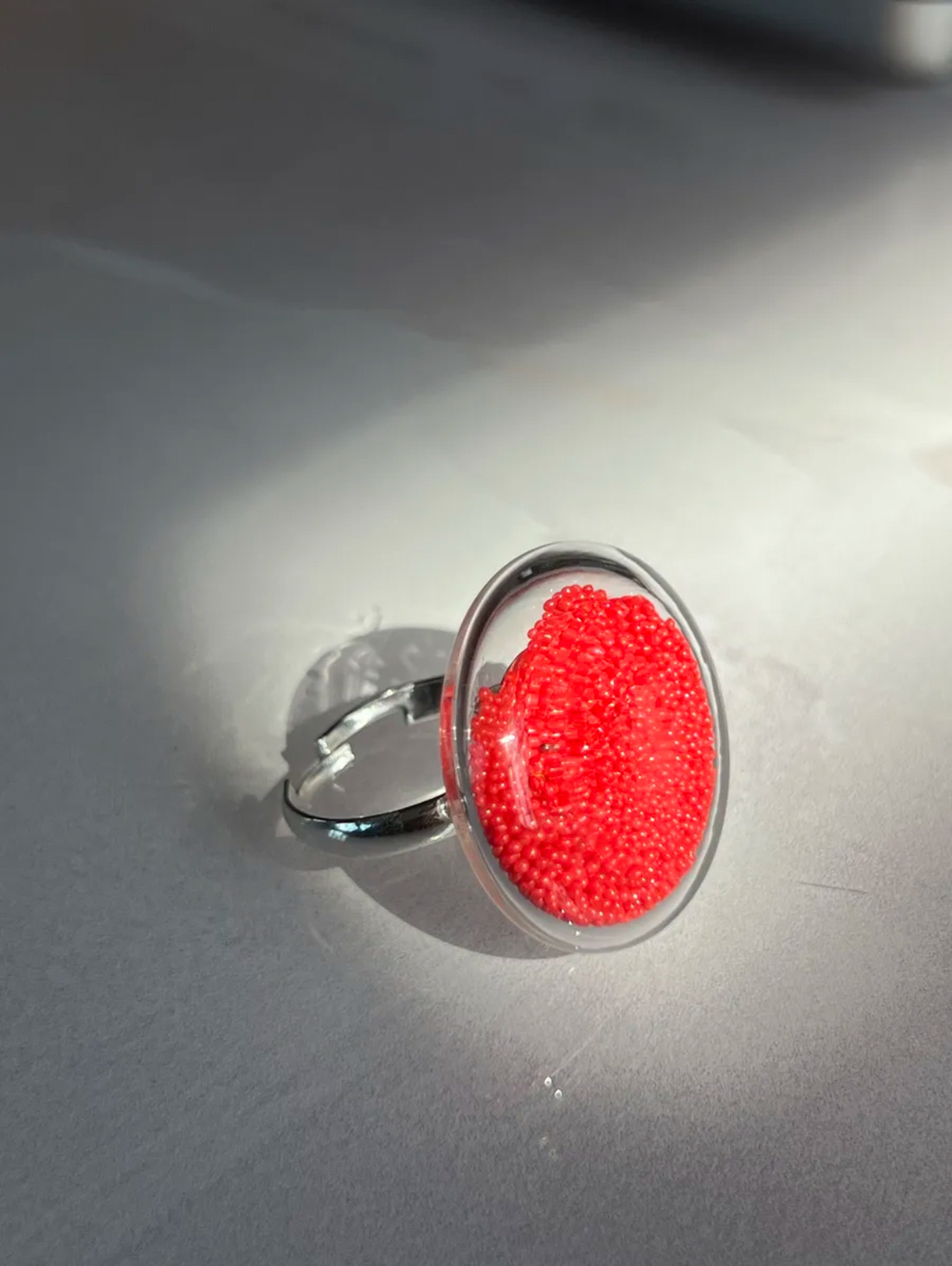 Кольцо-пузырь из Муранского стекла красное - фотография товара