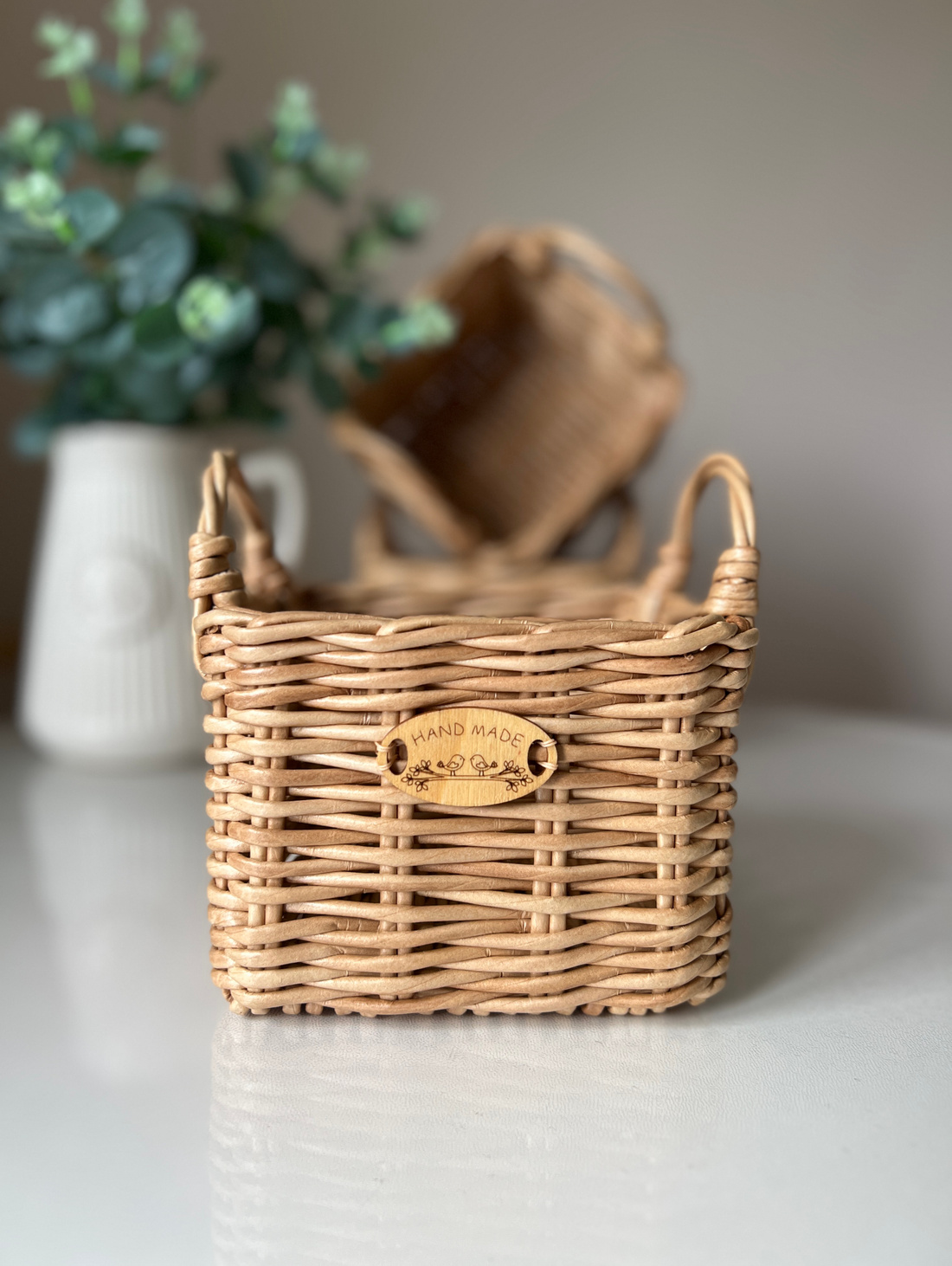 Корзинка квадратная с ручками - фотография товара