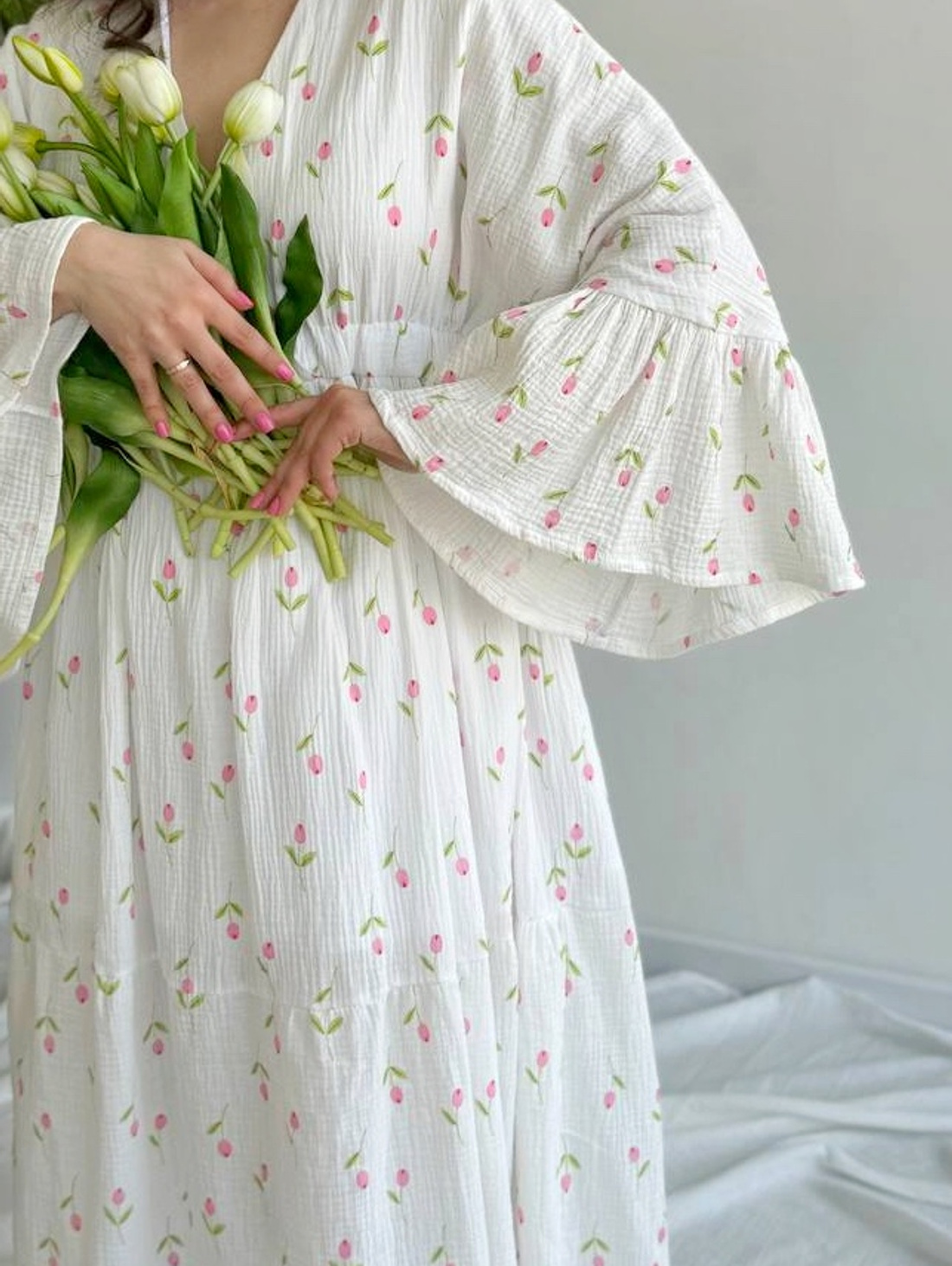 Муслиновое платье для мамы или мамы в ожидании “Цветение” - фотография товара