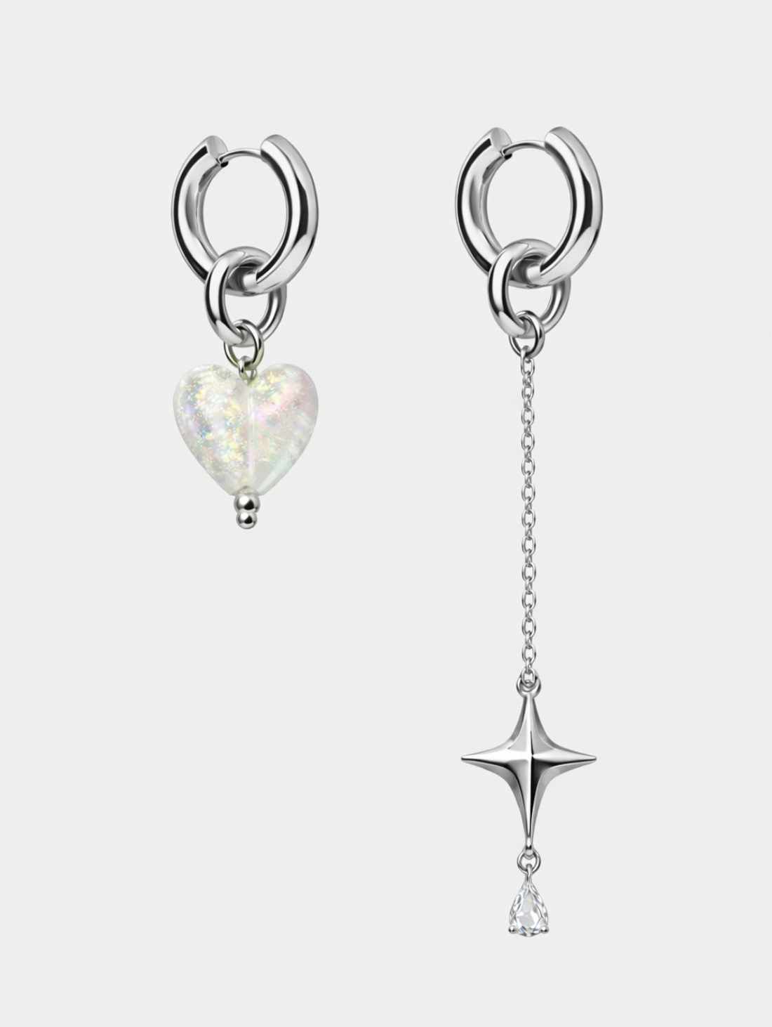 Серьги ручной работы с сердцем и звездой - фотография товара