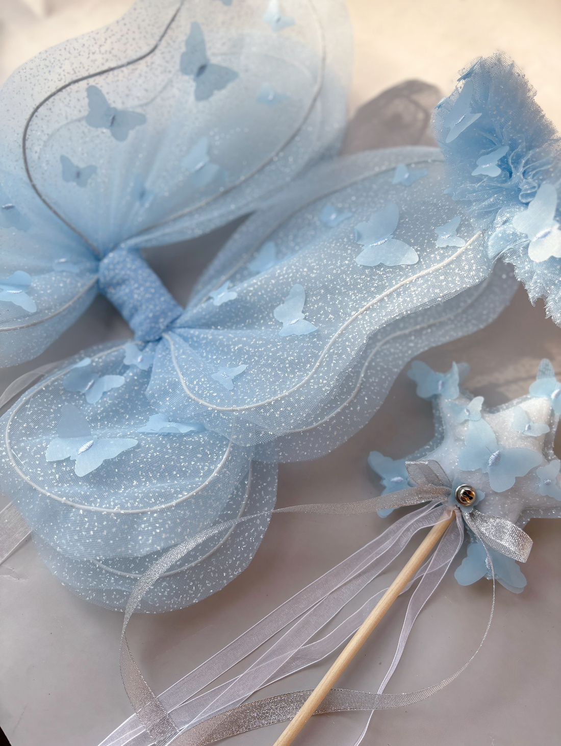 Набор цветочной феи: крылышки волшебная палочка и ободок - фотография товара