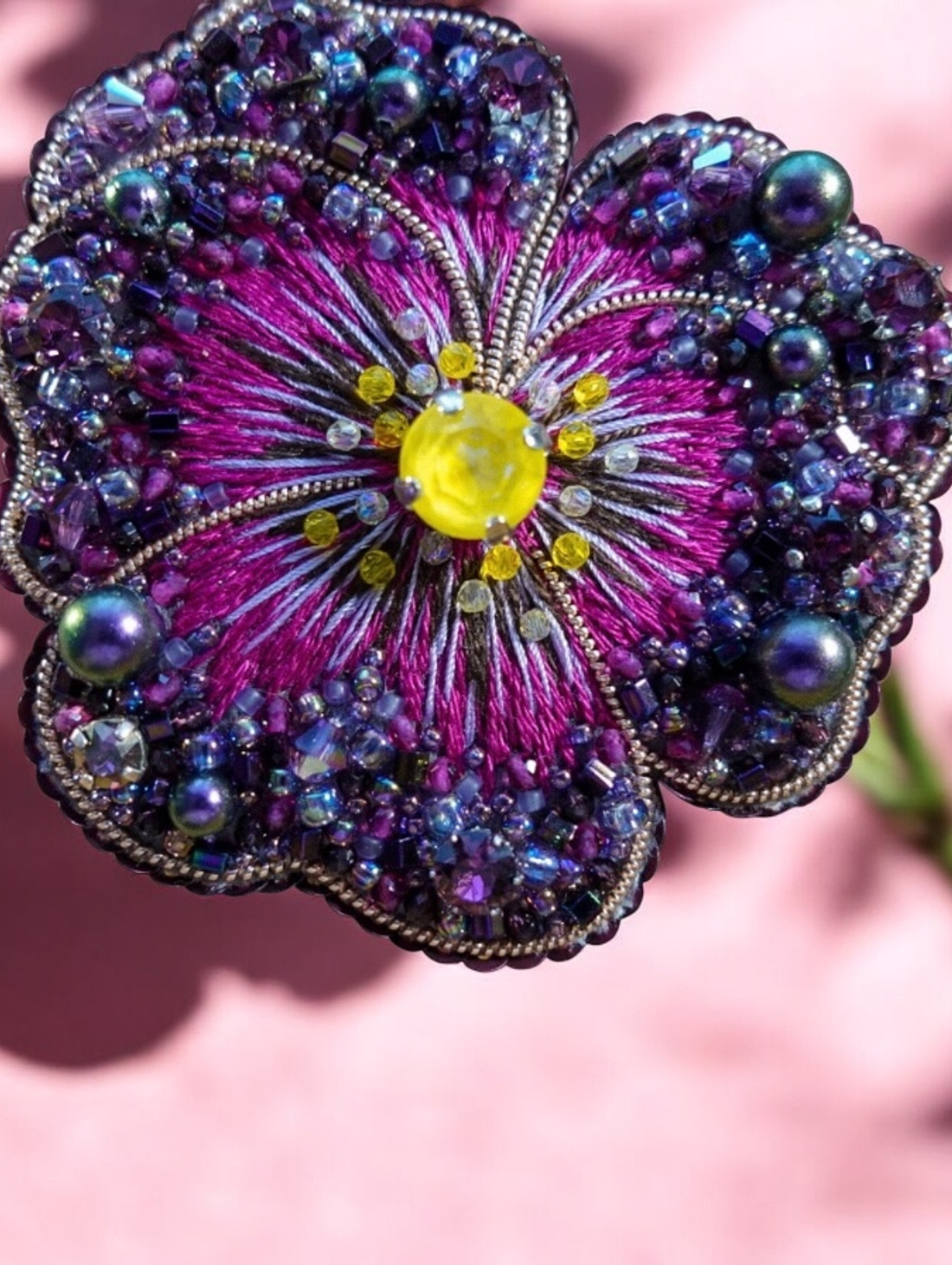 Брошь "Анютины глазки" - фотография товара