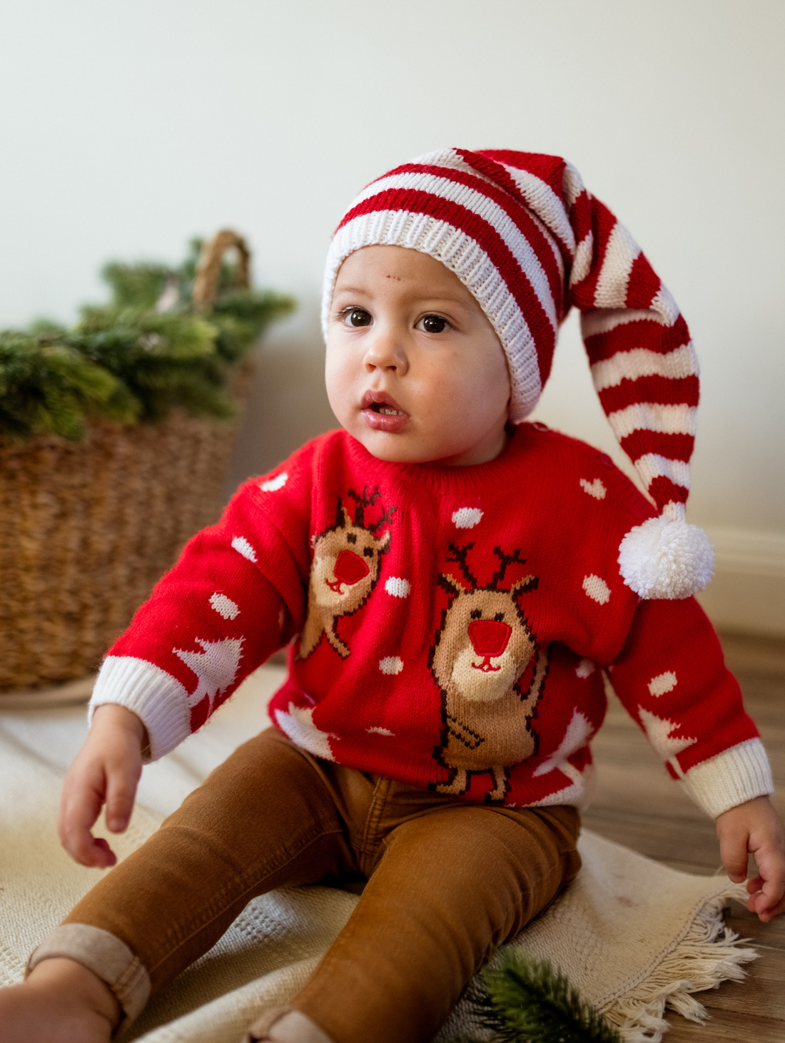 Шапка-колпак новогодняя полосатая - фотография товара