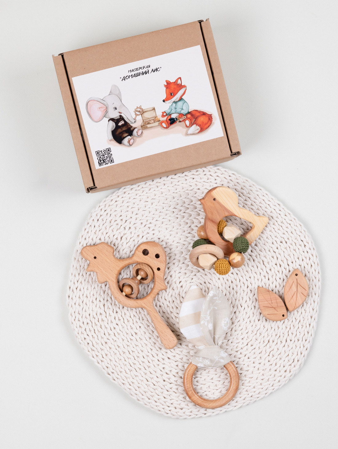 Набор деревянных погремушек из можжевельника, петушок - фотография товара