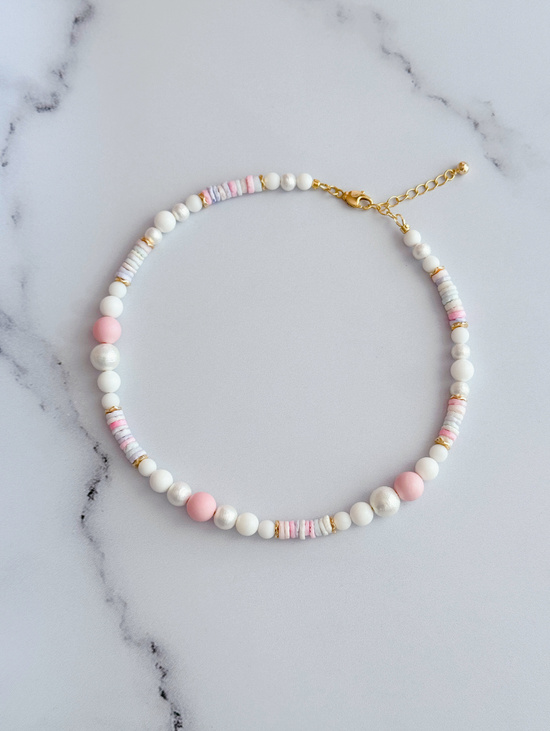Чокер из жемчуга майорка, бусин из ракушек «Бабл-гам»