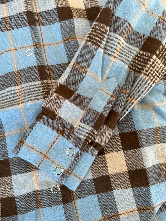 Рубашка в клетку голубая  для мальчика