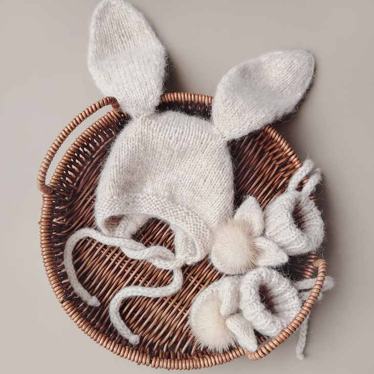 Комплект для новорожденного - шапочка и пинетки