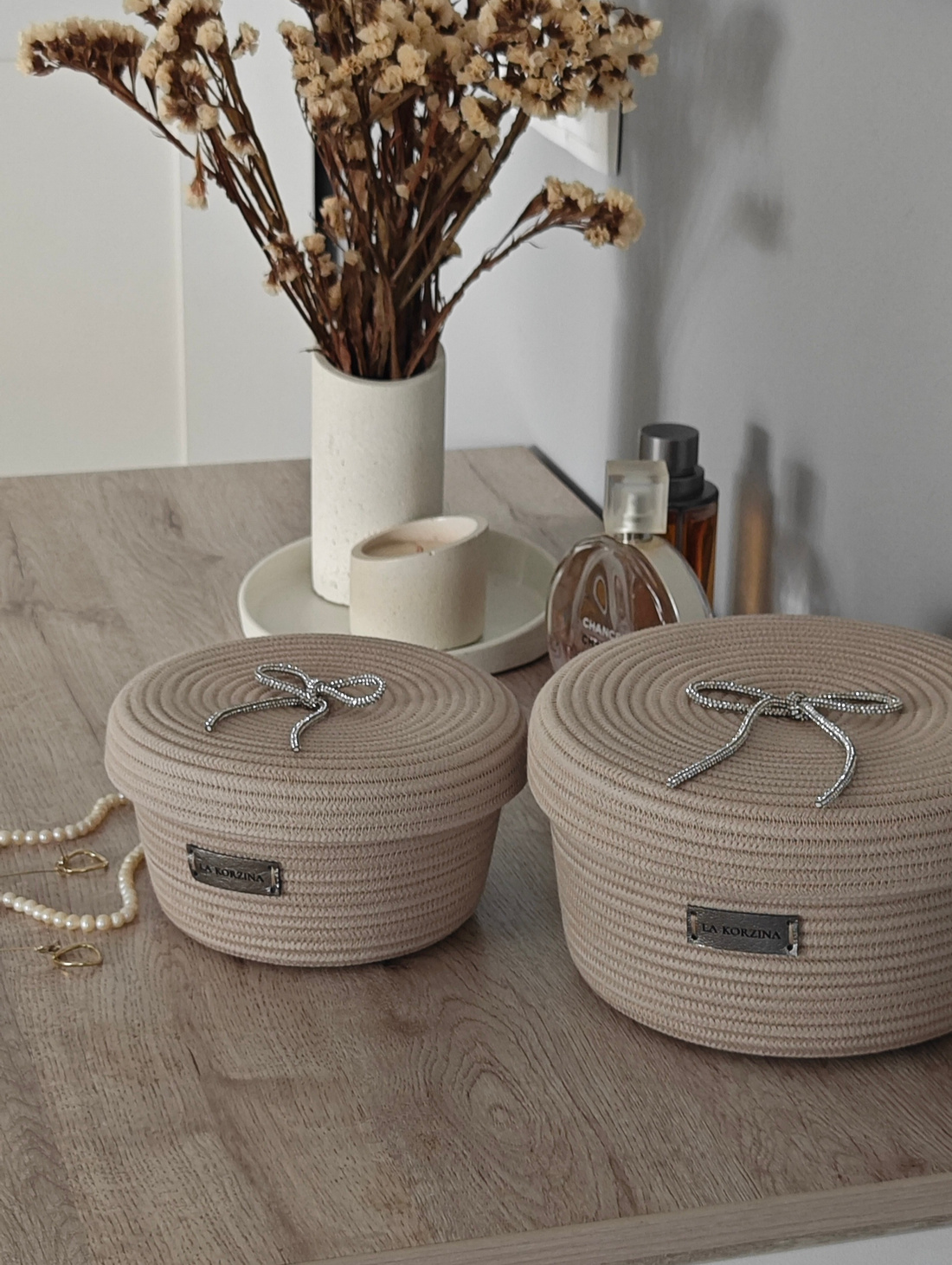 Корзина Brilliance collection "Песочный беж&Серебро" - фотография товара