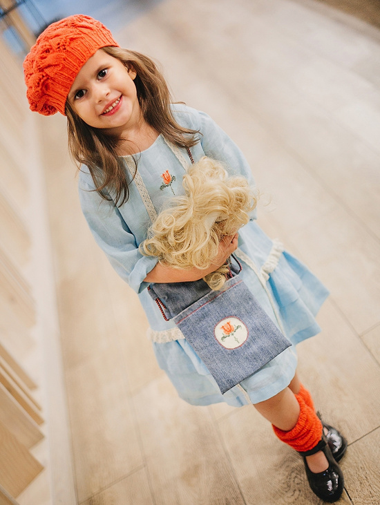 Льняное платье  для девочки "Француженка"