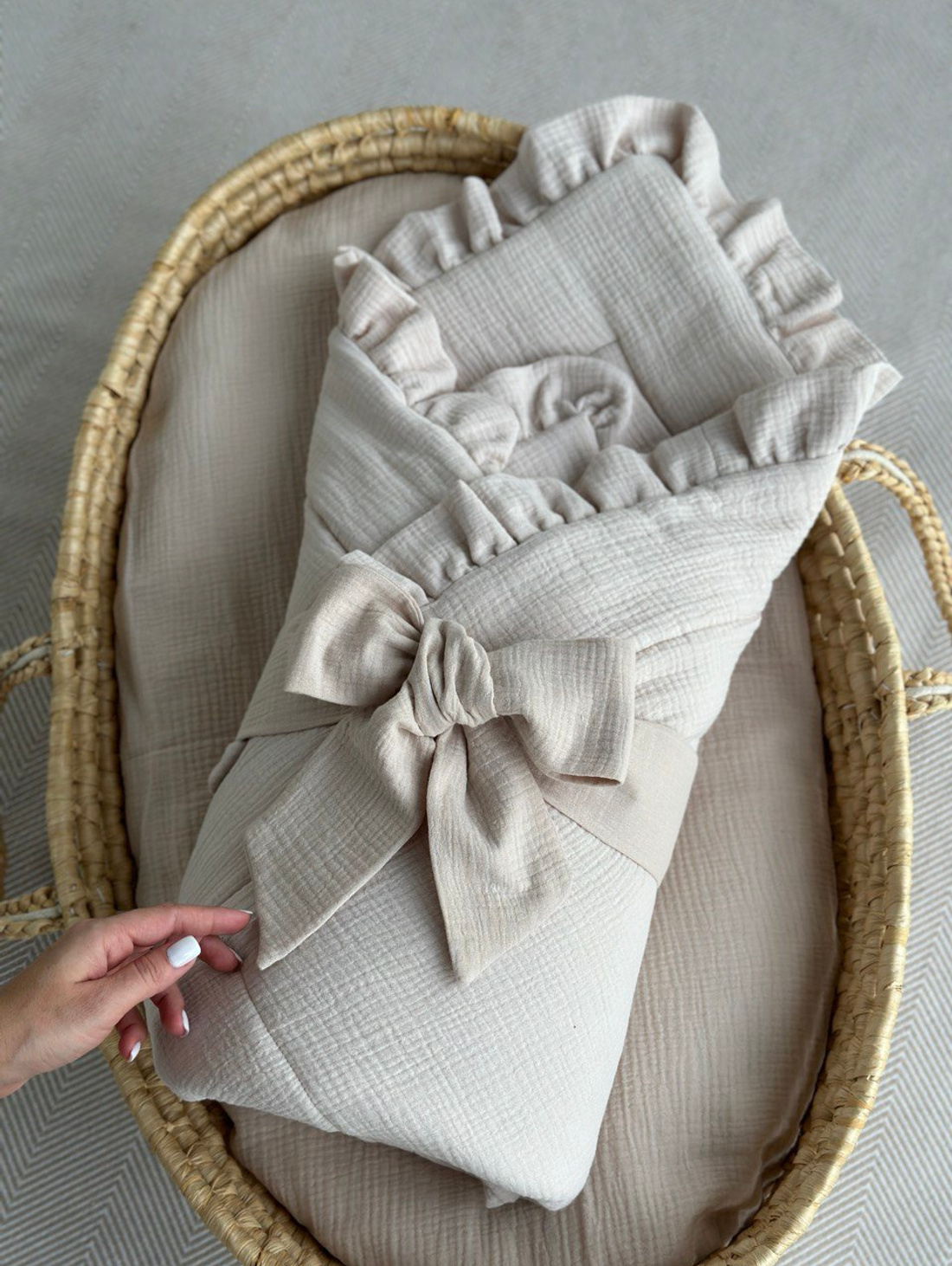 Конверт на выписку из муслина "Бежевый" - фотография товара