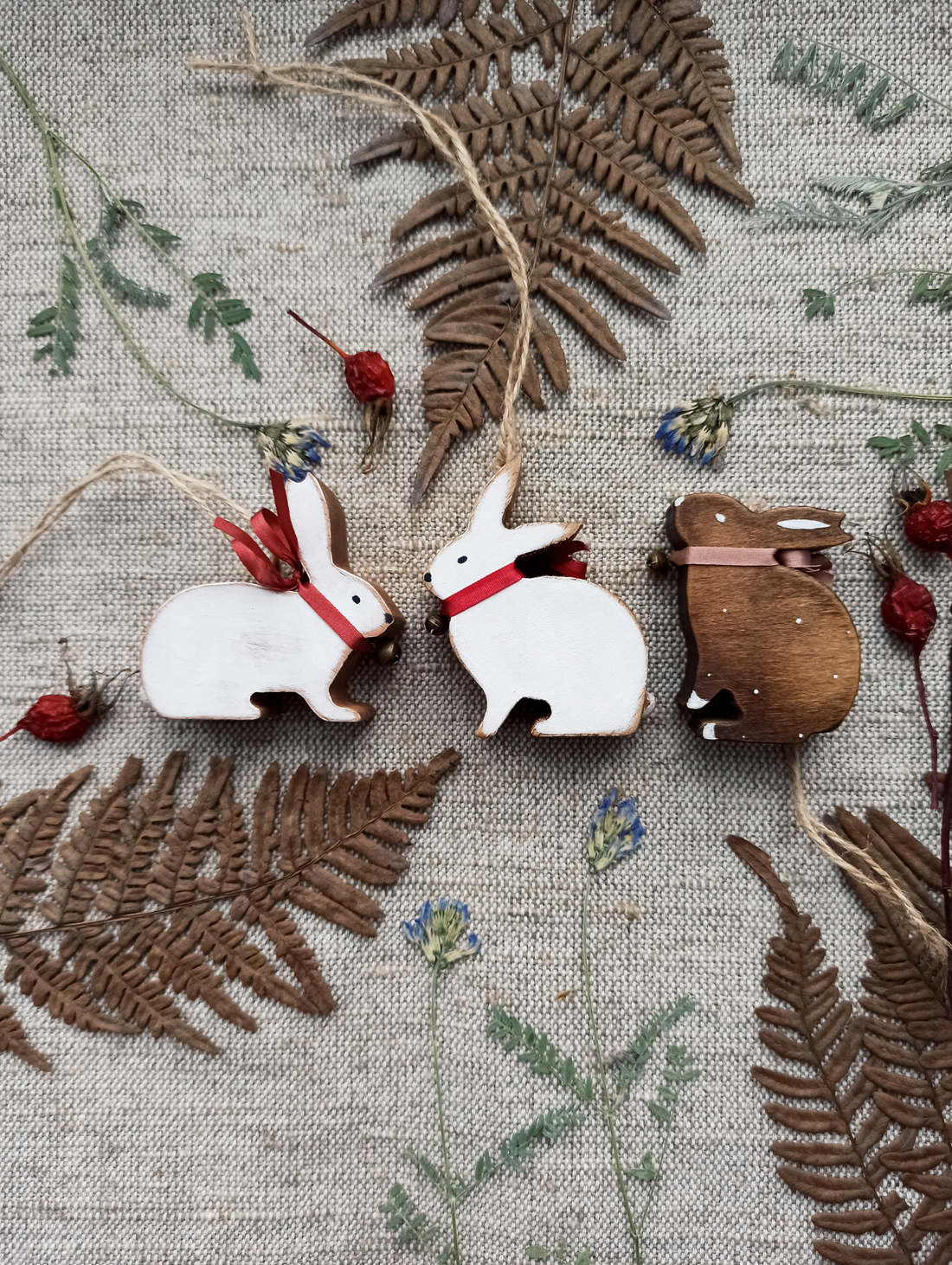 Елочная игрушка "Зайчики маленькие" - фотография товара