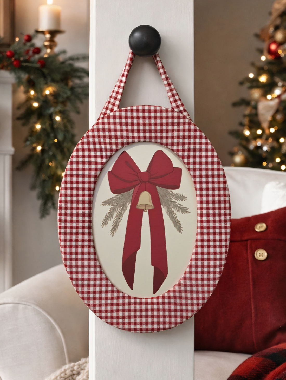 Декоративное панно "Новогодний бант" - фотография товара