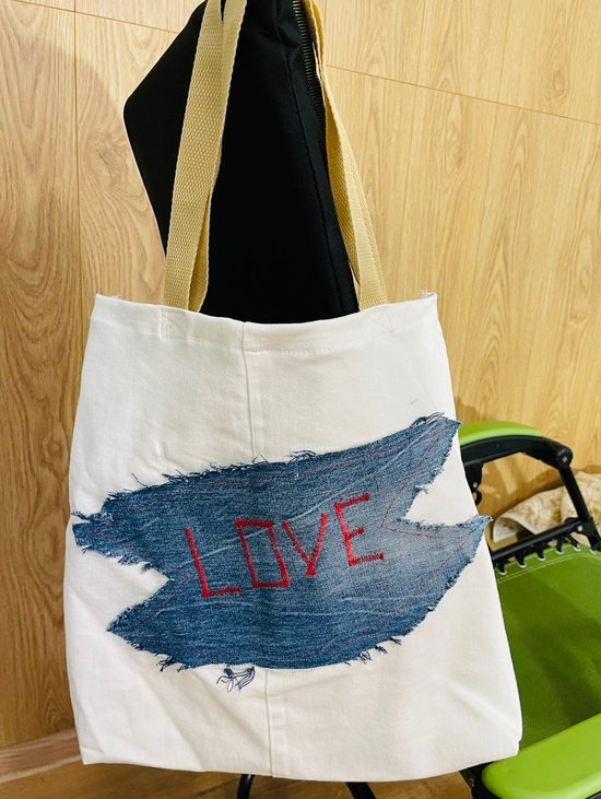 Сумка -шопер джинсовый белый