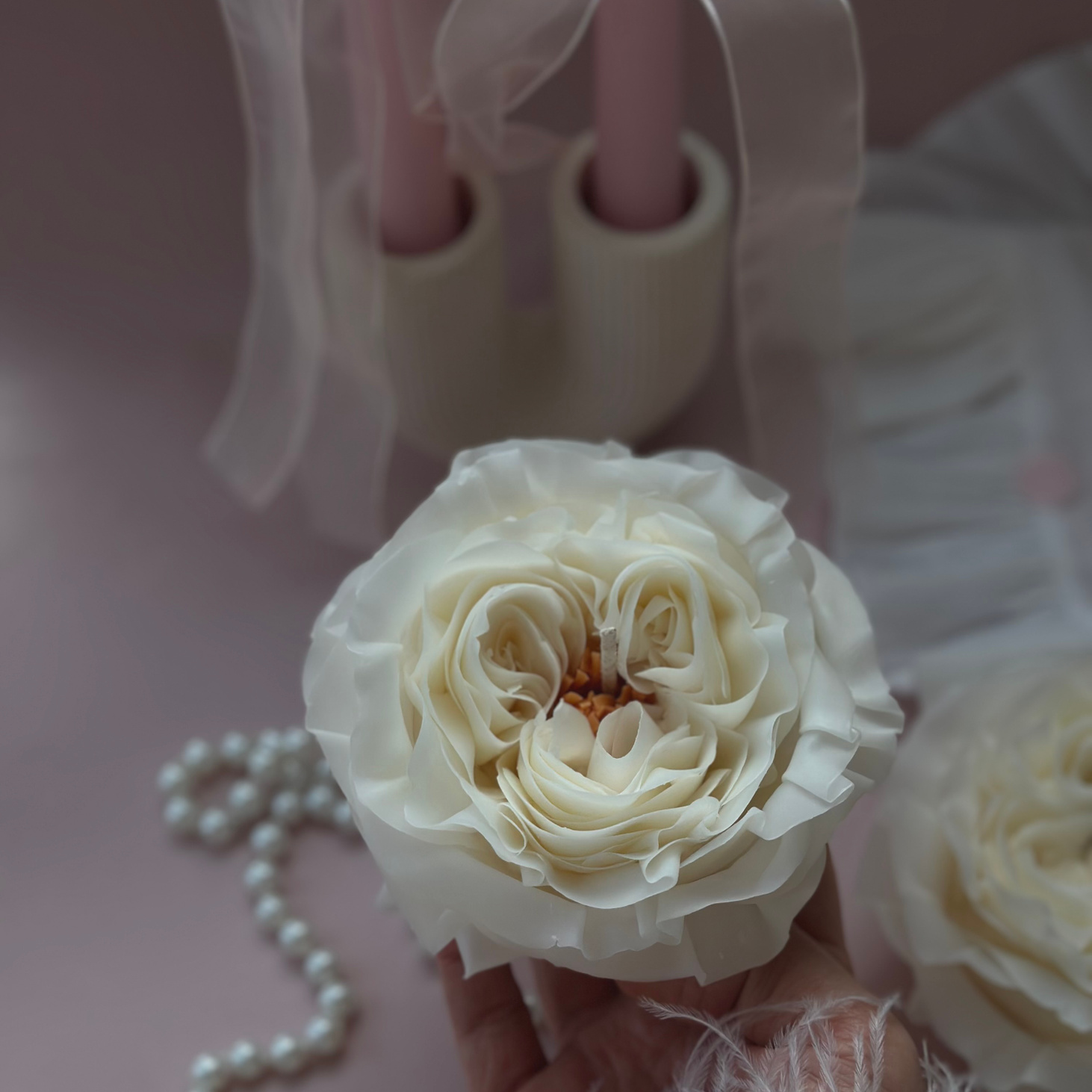 Свеча  Роза "Леонора" - фотография товара