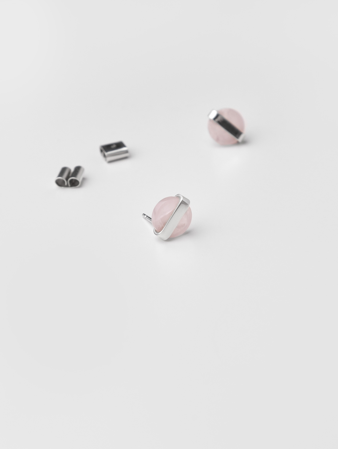 Серьги "Лёд" с розовым кварцем - фотография товара