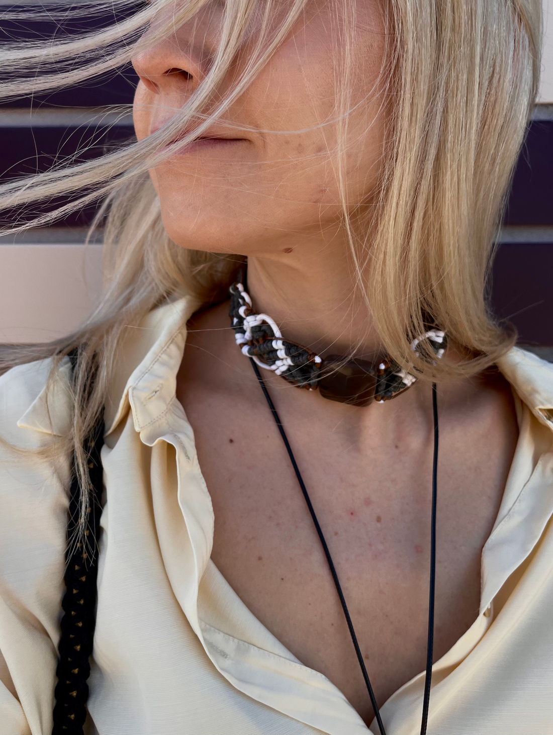 Чокер макраме с натуральным камнем “AGATA” - фотография товара