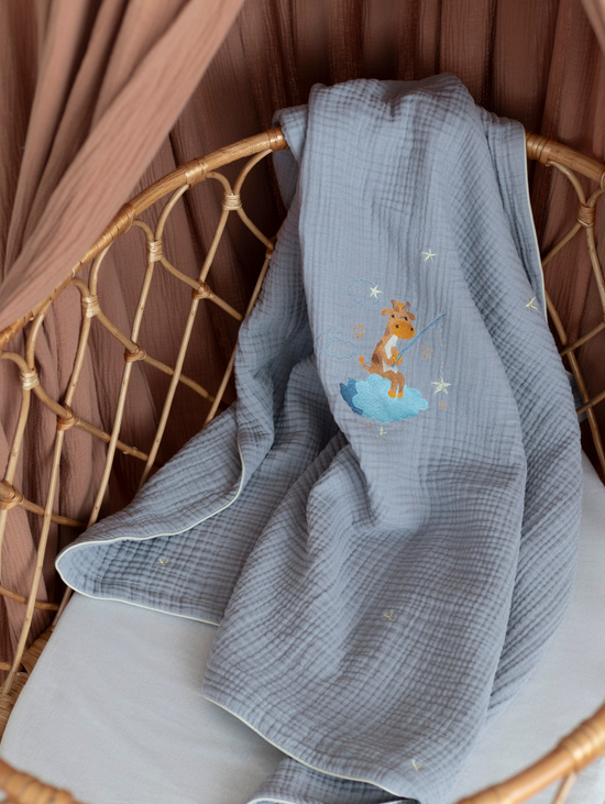 Плед «Лунная рыбалка с жирафиком» Гроза 105×105см