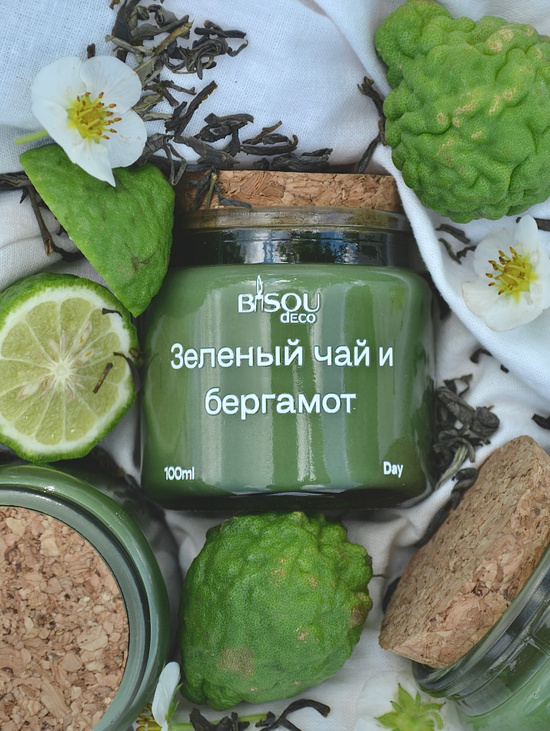 Ароматическая свеча "Зеленый чай и бергамот"