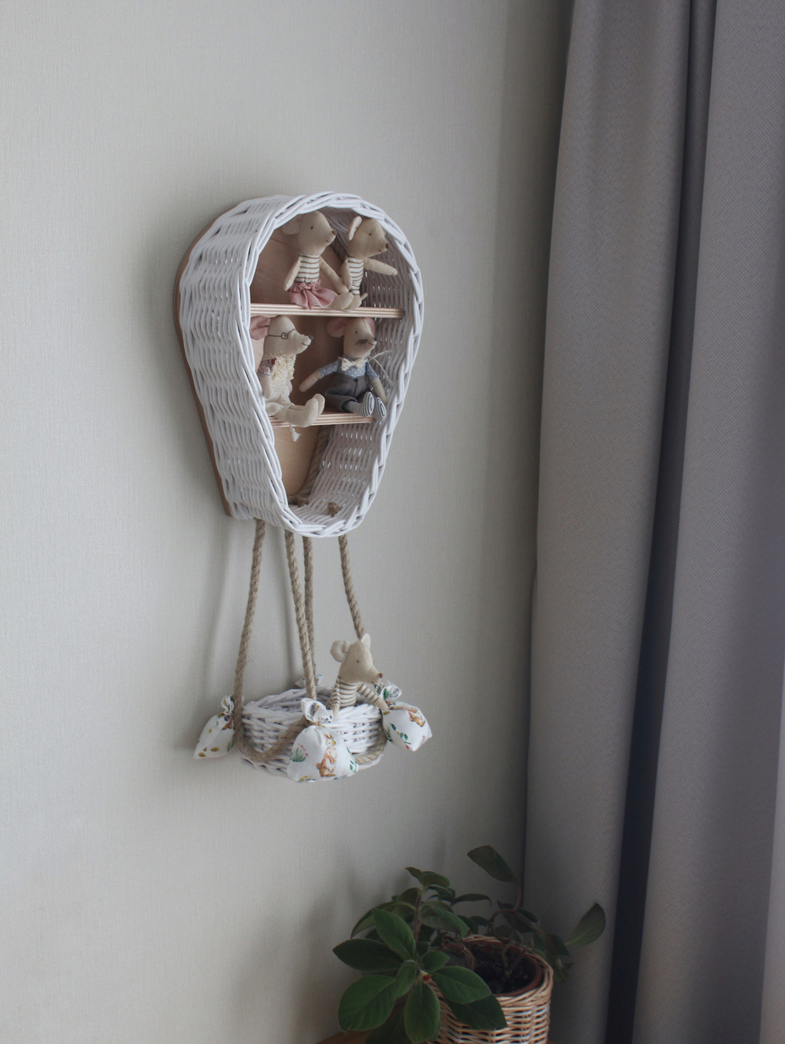 Полка воздушный шар. Декор на стену. Подвесная корзина - фотография товара