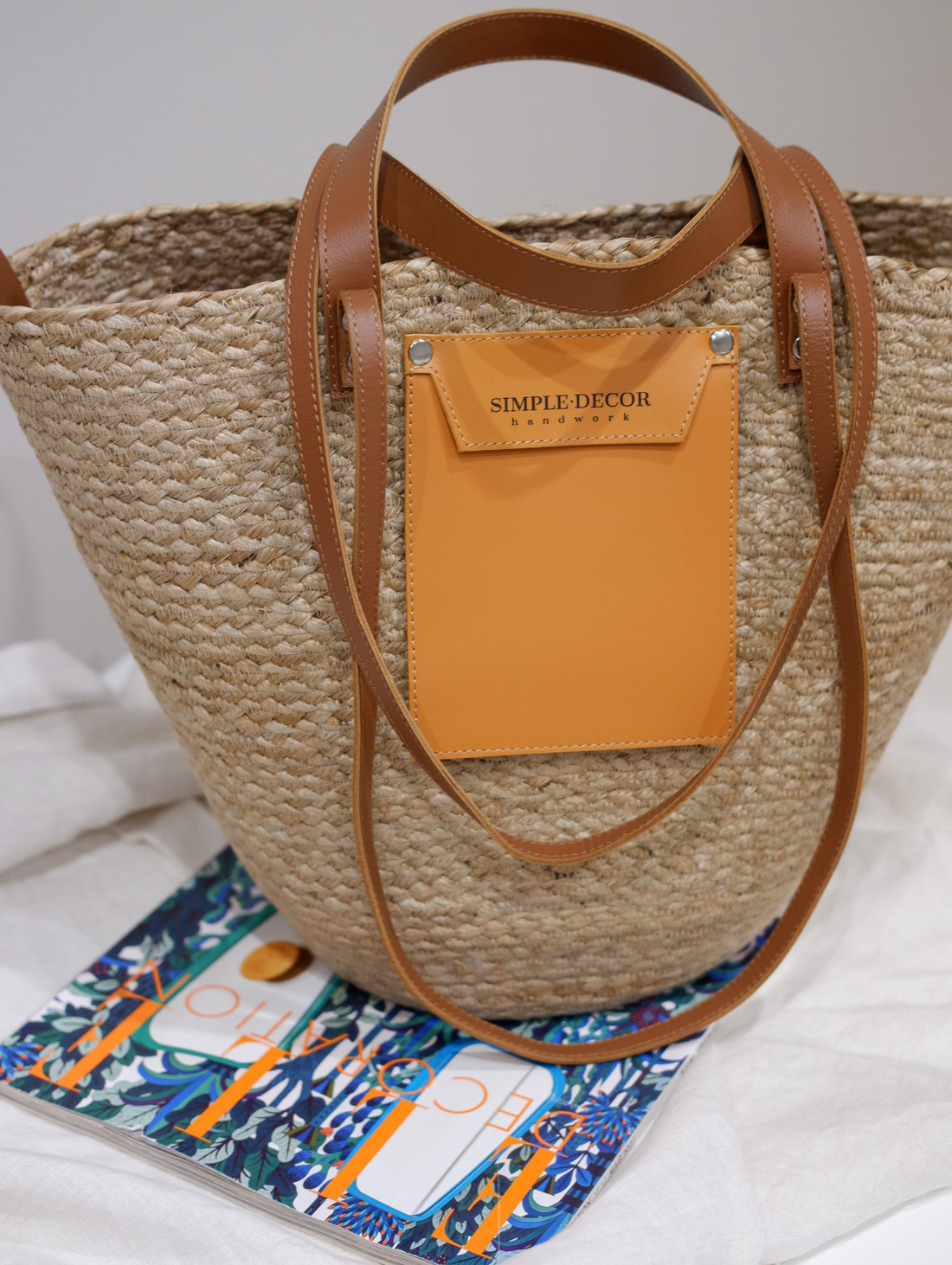 Сумка-корзинка джутовая Orange - фотография товара