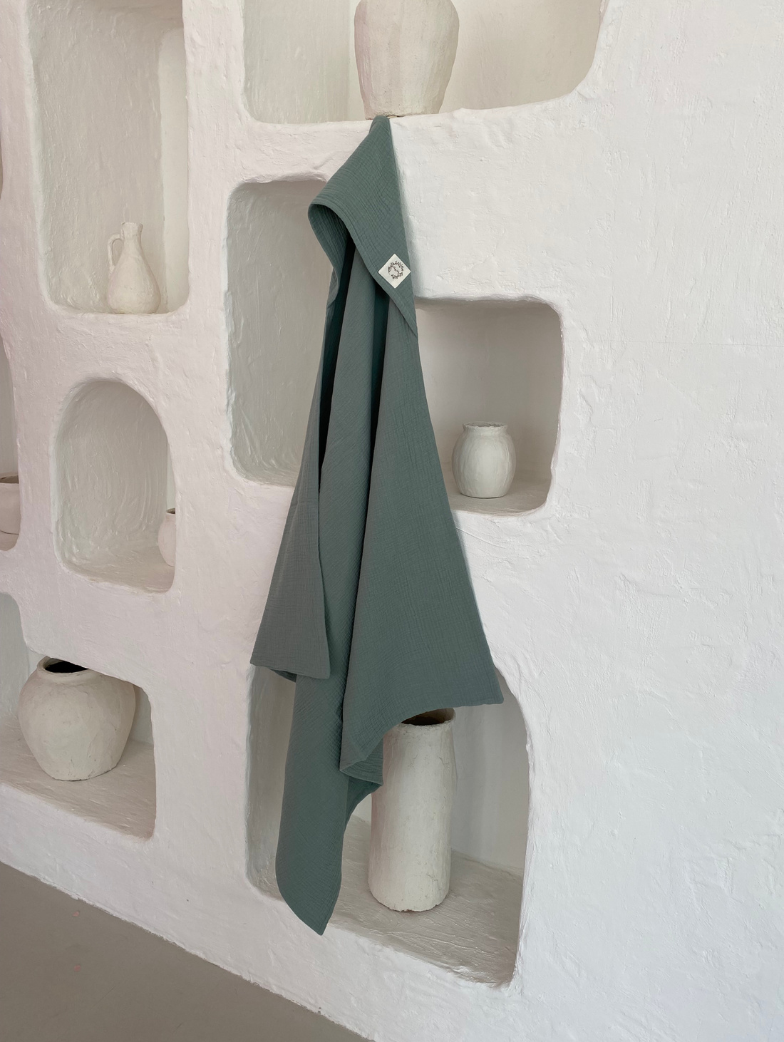 Муслиновое полотенце уголок "Эвкалипт" - фотография товара