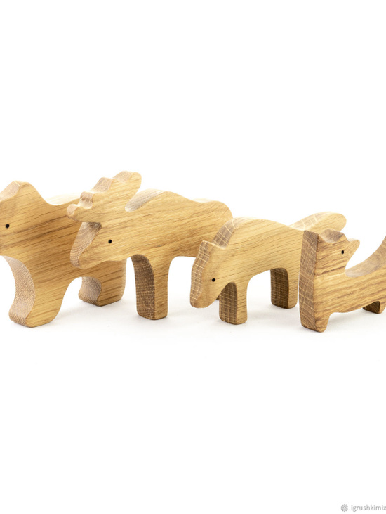 Набор деревянных игрушек "Лесные звери" неокрашенные