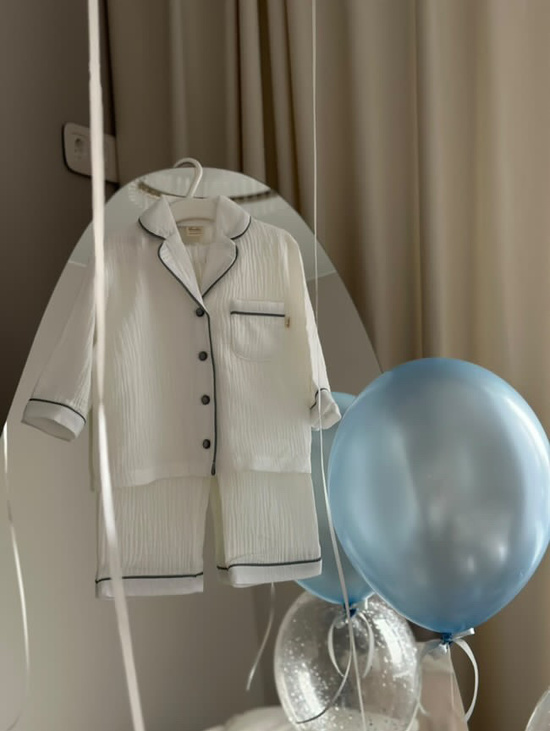 Муслиновая пижама с атласным кантом