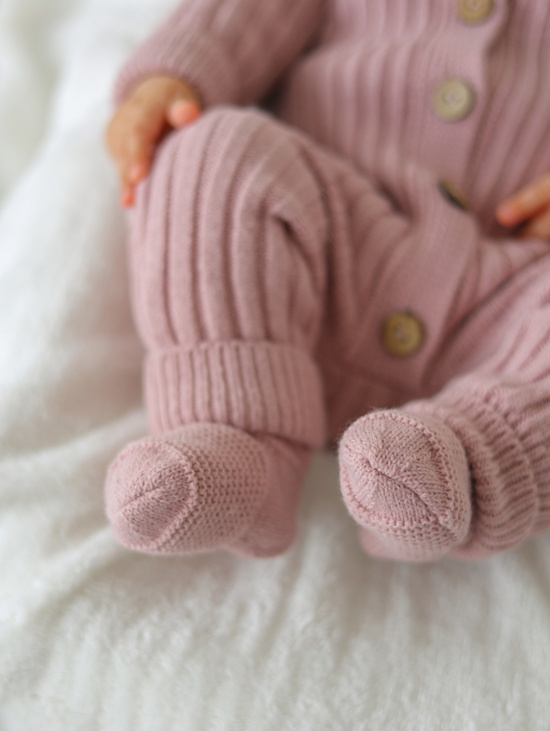 Комплект на выписку вязаный Пудра