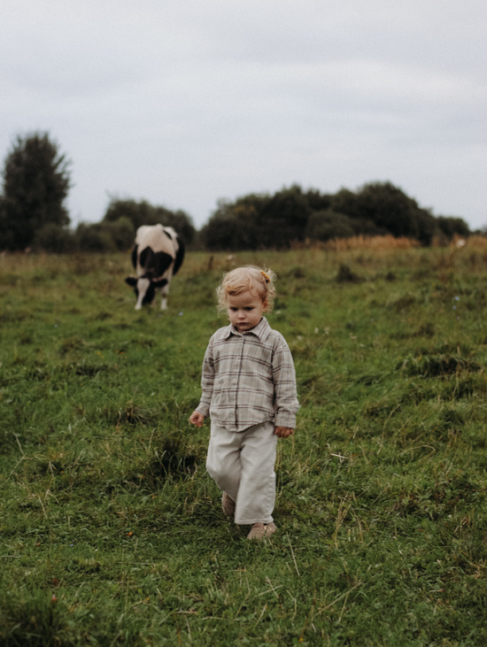 Рубашка в клетку бежевая  для девочки