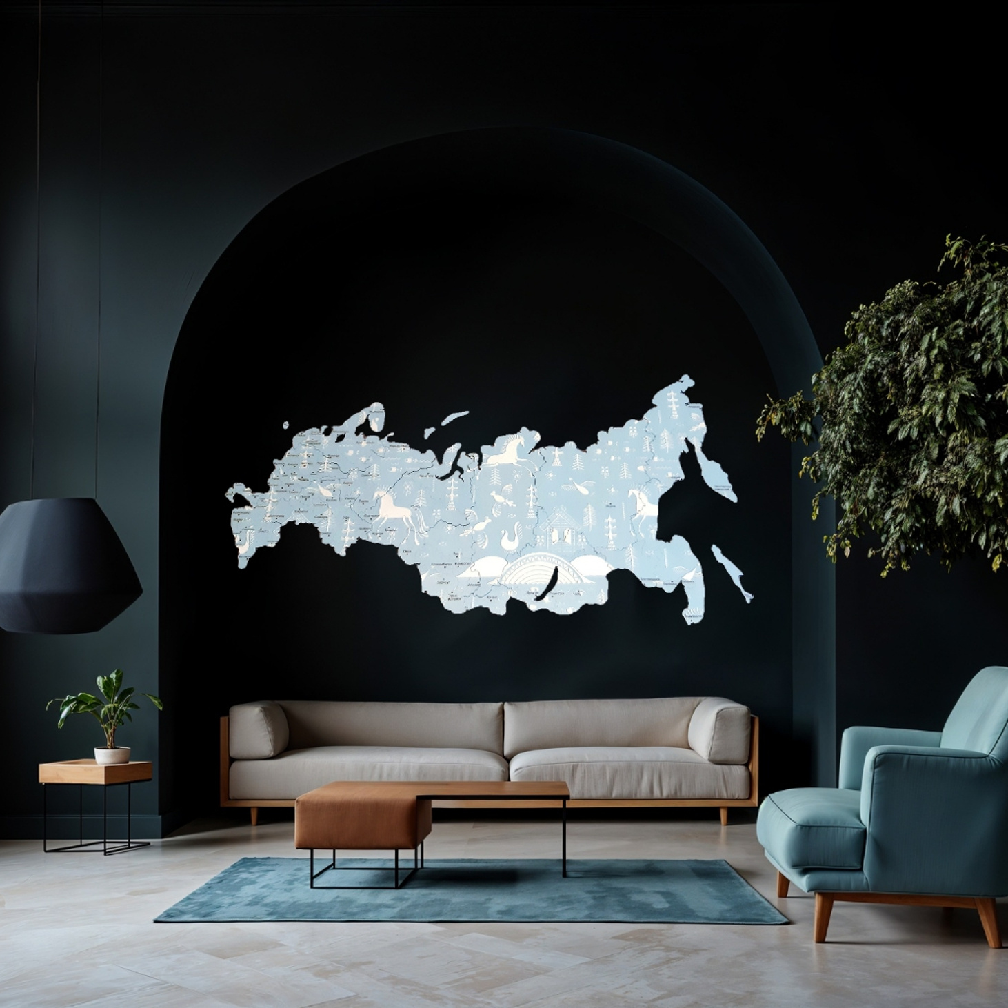 Карта России из дерева "Русь", 150х90 см. - фотография товара