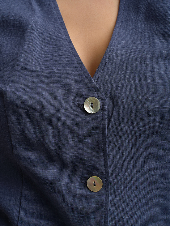 Жилет изо льна дымчато-синий