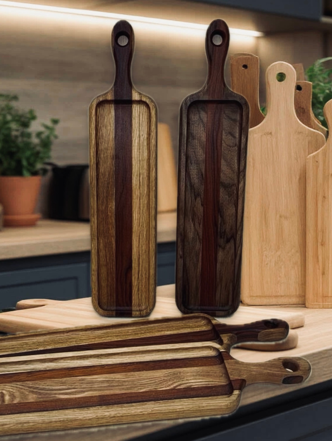 Доска из дуба и ореха для подачи и сервировки - фотография товара