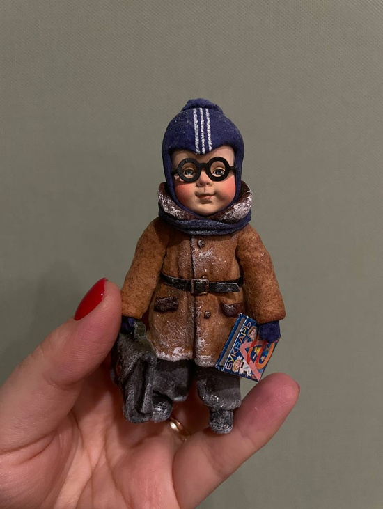 Ватная елочная игрушка мальчик из СССР