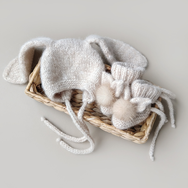 Комплект для новорожденного - шапочка и пинетки