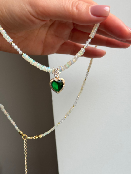 Колье длинное из опала Сердце океана