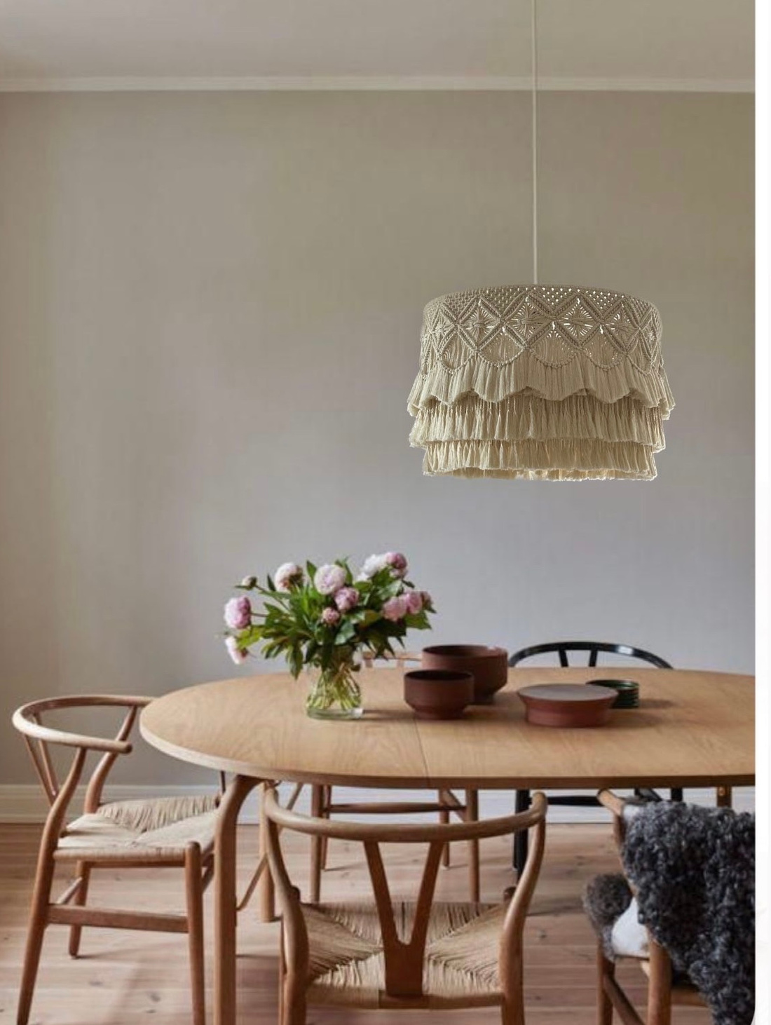 Макраме люстра с бахромой «Cozy» - фотография товара