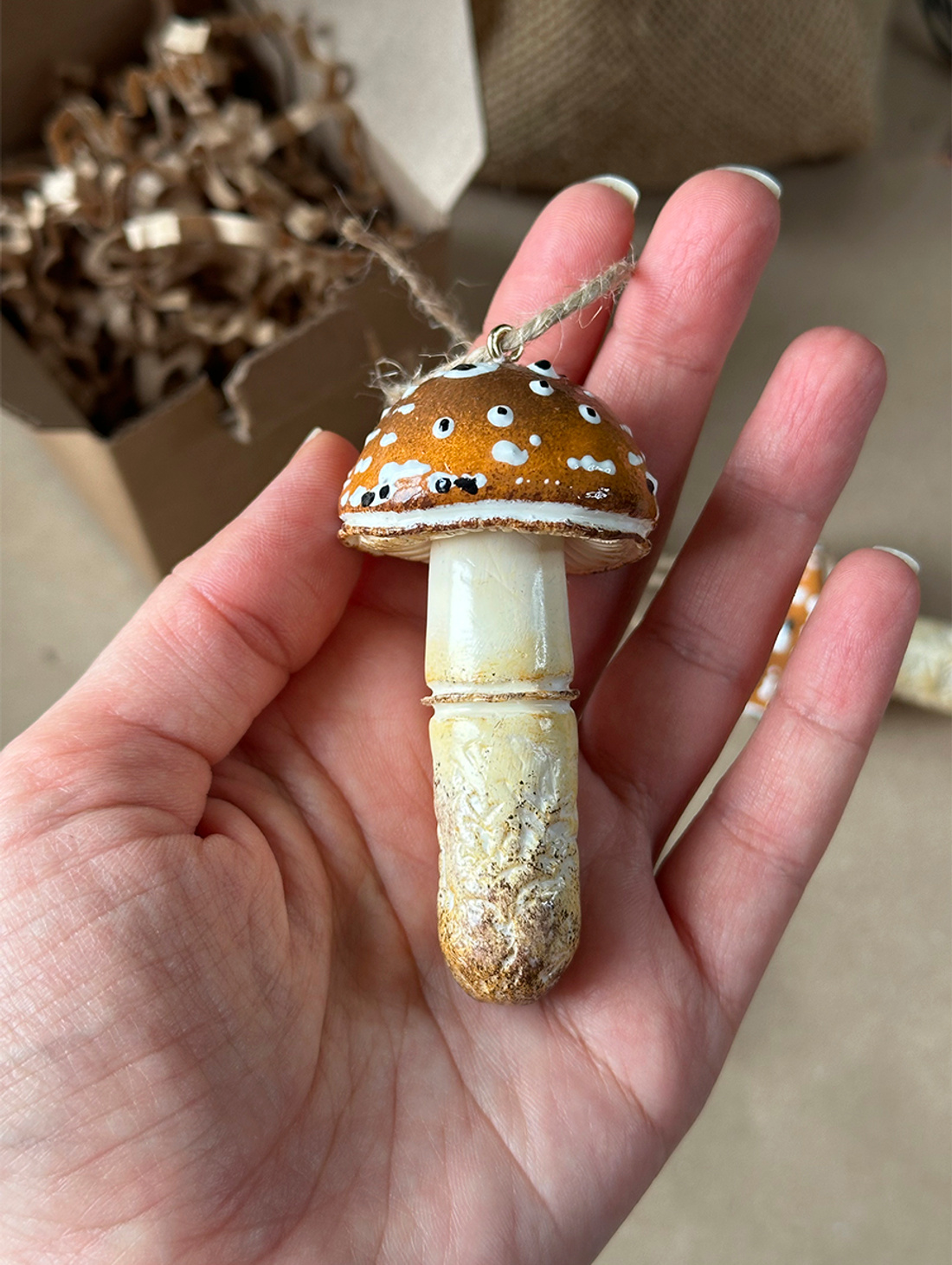 Ёлочная игрушка Мухомор брауни - фотография товара