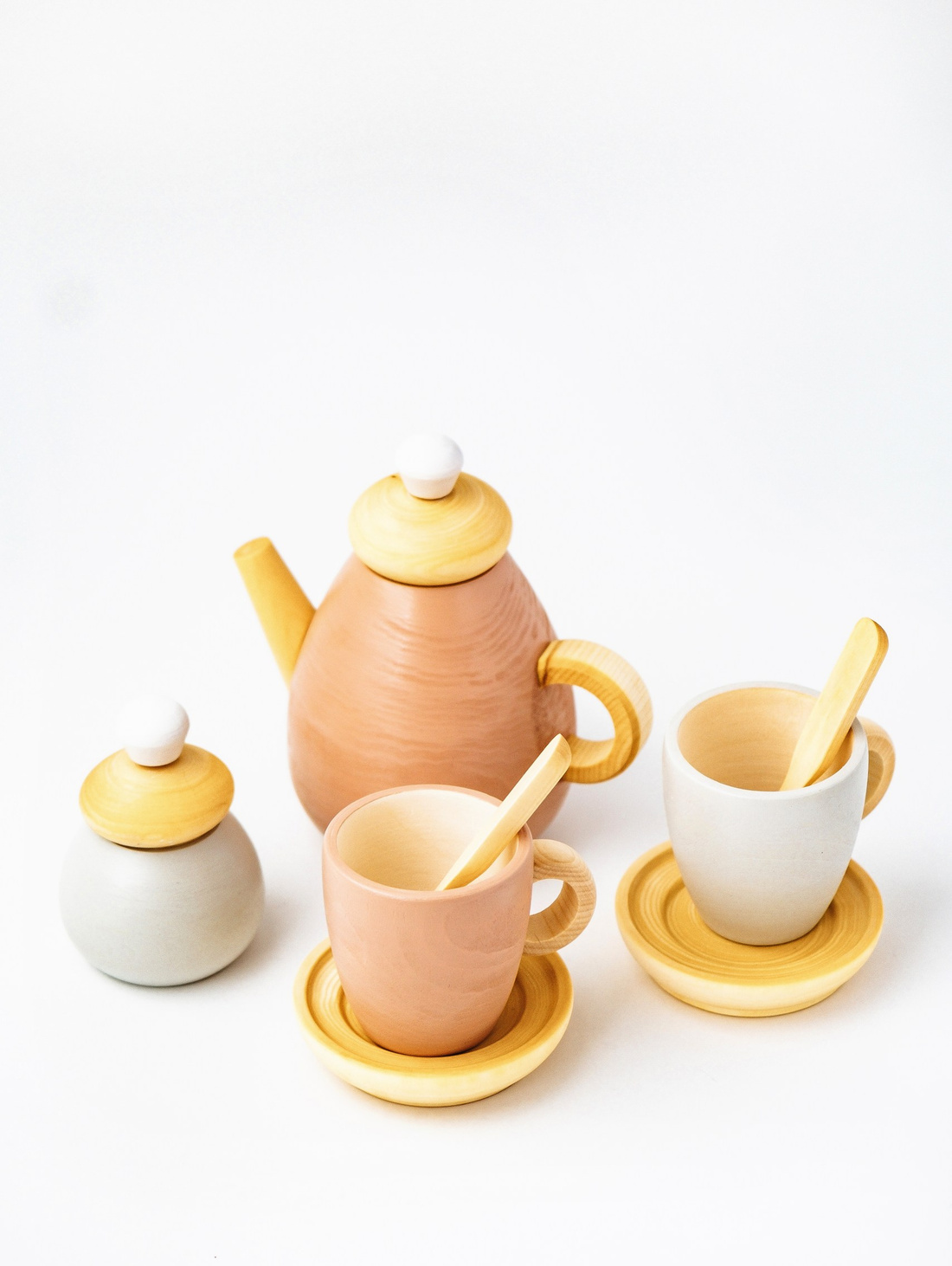 Чайный набор детской деревянной посудки "Розовый" - фотография товара