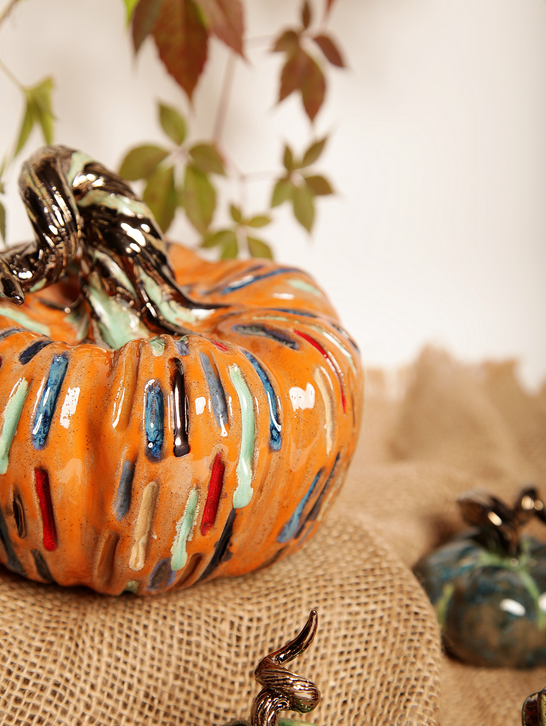 Интерьерная керамическая тыква - фотография товара