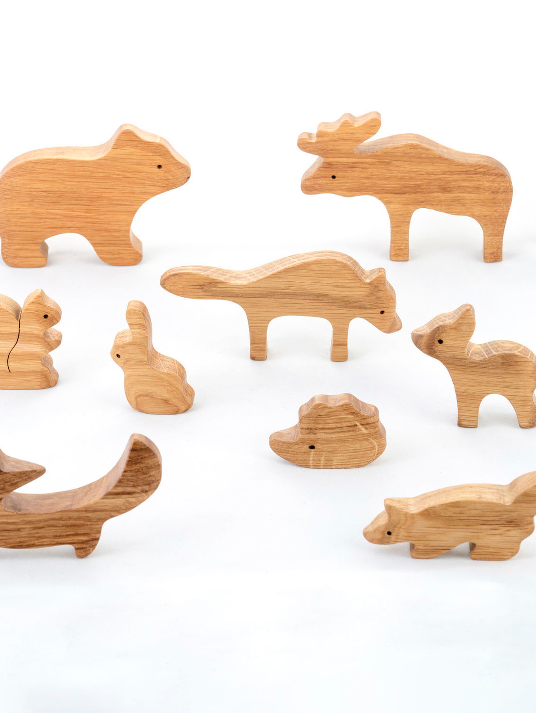 Набор деревянных игрушек "Лесные звери" неокрашенные - фотография товара