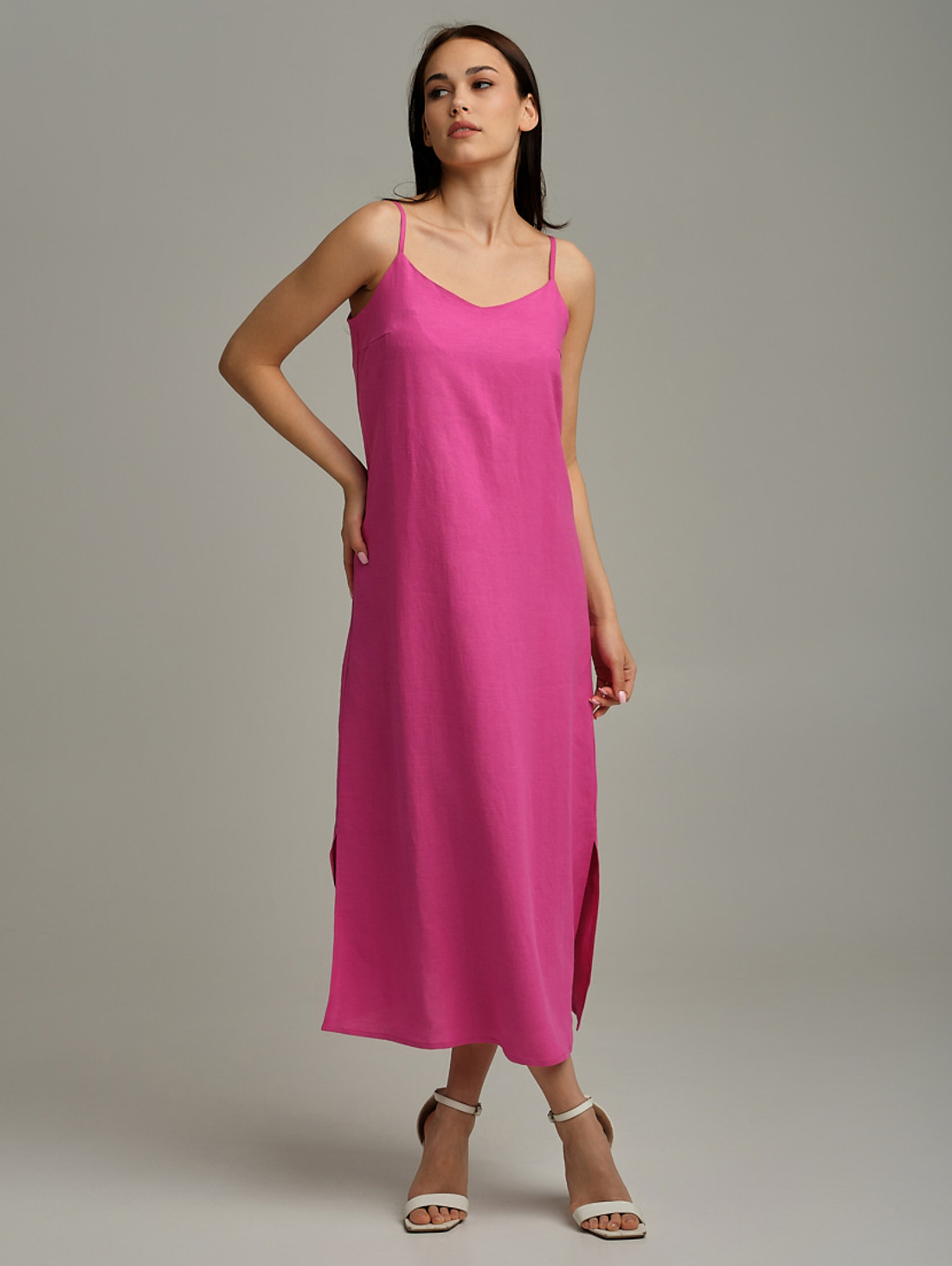 Сарафан изо льна фуксия - фотография товара